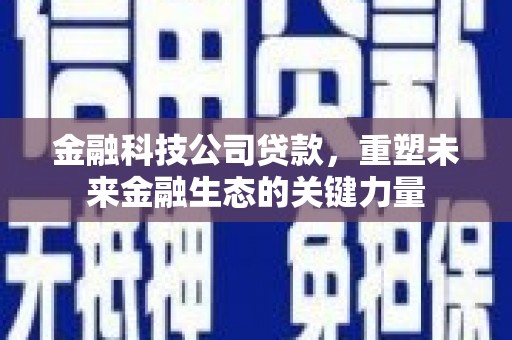 竹北金融科技公司贷款，重塑未来金融生态的关键力量